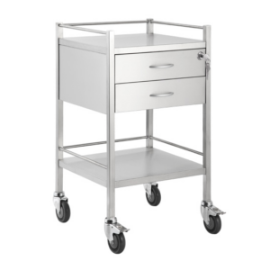 Stainless Steel Trolley Two Drawer With Top Locking Drawer