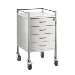 Stainless Steel Trolley Four Drawer With Top Locking Drawer